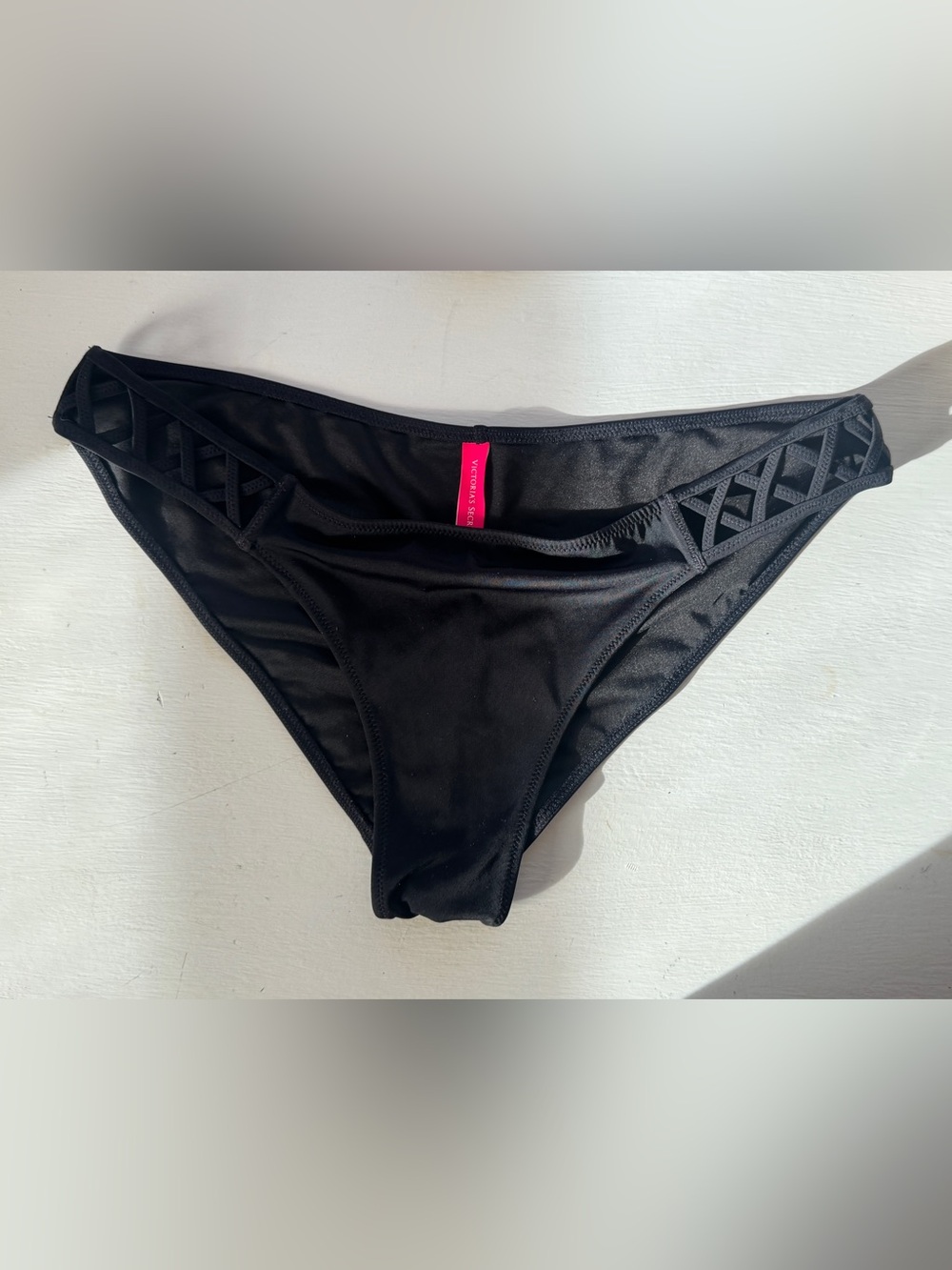 Victoria's Secret - Black Low Rise Bikini Bottom with Lace Up Hip Detail
